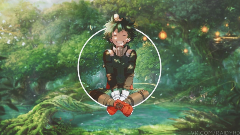 picture-in-picture, anime, Boku no Hero Academia, Izuku Midoriya, smiling, 1080P, anime boys