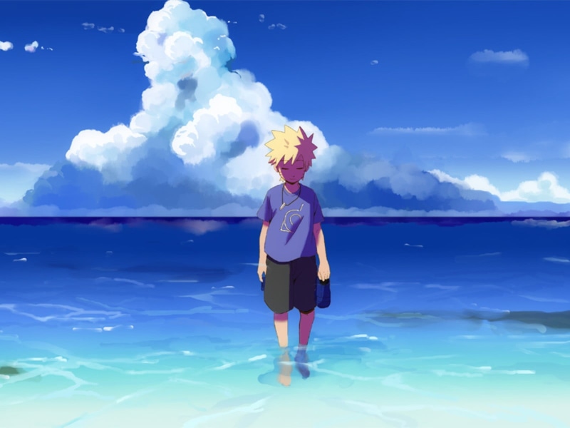 young adult, anime boys, casual clothing, standing, digital, sky, fashion, cloud - sky, hairstyle, naruto, real people, water, beauty in nature