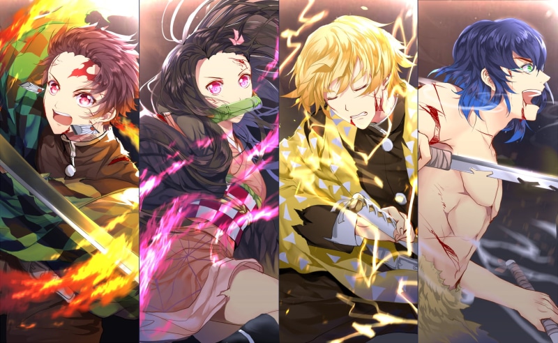 Nezuko Kamado, Tanjirou Kamado, Inosuke Hashibira, 1080P, Anime, Zenitsu Agatsuma, Demon Slayer: Kimetsu no Yaiba