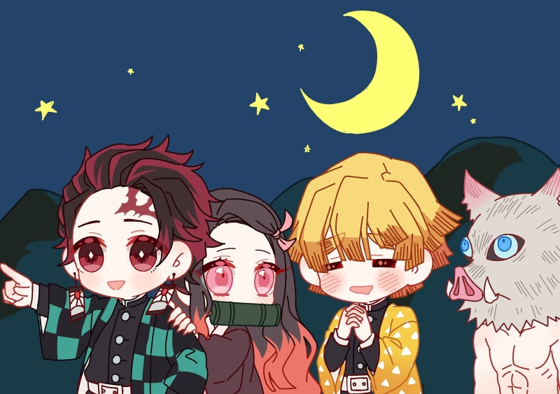 Nezuko Kamado, Tanjirou Kamado, Inosuke Hashibira, Demon Slayer: Kimetsu no Yaiba, Zenitsu Agatsuma, 1080P, Anime
