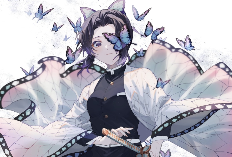 Girl, Butterfly, 1080P, Shinobu Kochou, Anime, Demon Slayer: Kimetsu no Yaiba