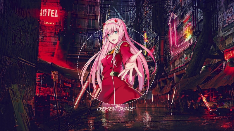 Darling in the FranXX, young women, creativity, illuminated, one person, Zero Two (Darling in the FranXX), red, picture-in-picture, fashion, art and craft