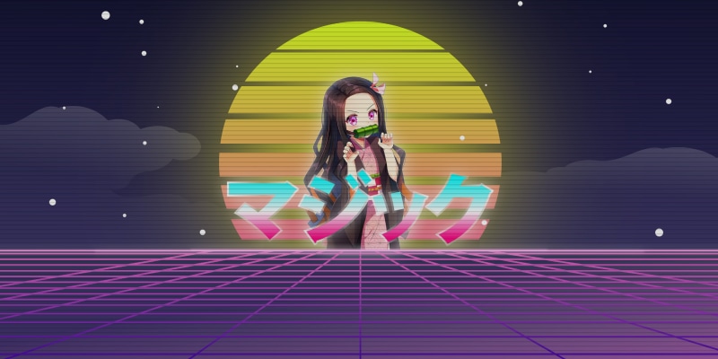 Vaporwave, Demon Slayer: Kimetsu no Yaiba, 4K, Nezuko Kamado, Anime