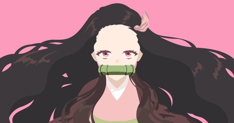 Kamado Nezuko, minimalism, 4K, anime girls, Kimetsu no Yaiba