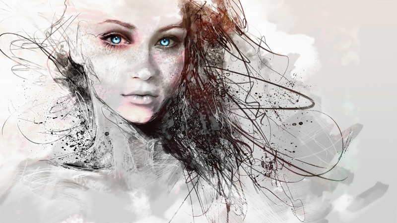 portrait, front view, digital art, cold temperature, young adult, 4K, beautiful woman, long hair, lifestyles, winter, women, young women, abstract, hairstyle