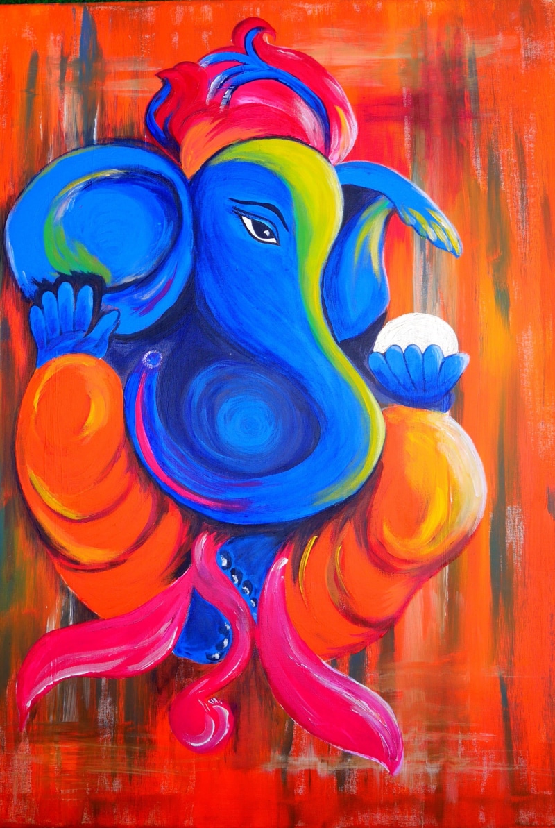 variation, day, elephant, animal representation, indoors, image, ganesha, craft, representation, blue, water, india, multi colored, prosperity, art and craft