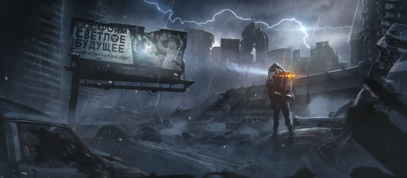 artwork, apocalyptic, car, skull, science fiction, Pavel Bondarenko, 2K, lightning, destruction, building, environment, digital art, disaster