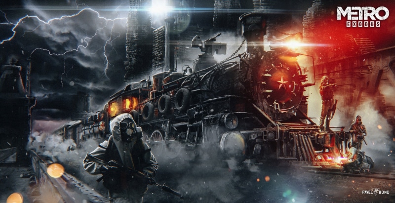 Pavel bondarenko, mask, stalkers, 1080P, road, gas mask, night, weapons, Metro Exodus, the ourselves, train, ak47
