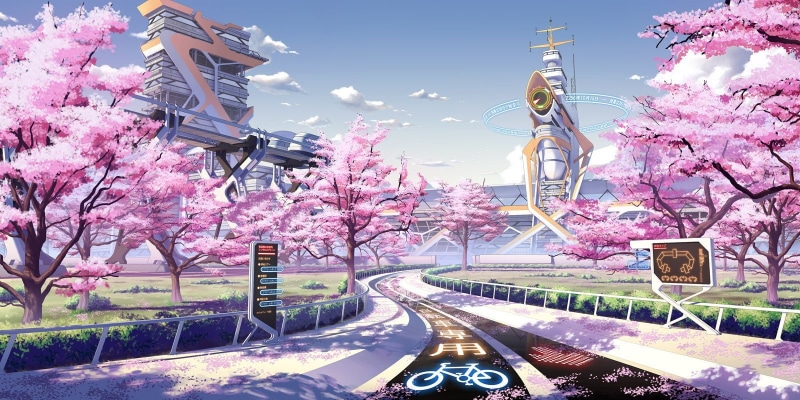 anime, spring, cherry blossom, Culture Japan, 720P, seasons, futuristic