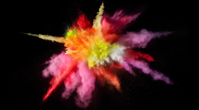 Mac, multi colored, exploding, color, sierra, macbook, purple, fantasy, impact, smoke, nature, close-up, indoors, Computers, 5K, talcum powder, artwork