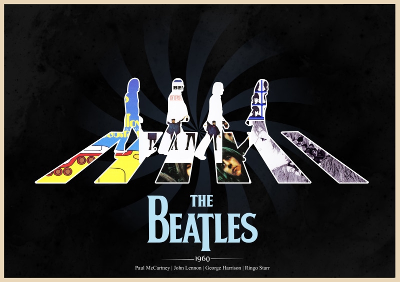 representation, nature, male likeness, auto post production filter, close-up, day, album covers, transfer print, John Lennon, The Beatles, architecture