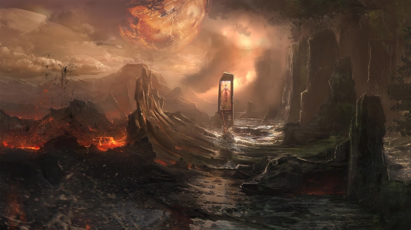 artwork, pollution, air pollution, lava, orange color, dark fantasy, motion, accidents and disasters, outdoors, planet, no people, environmental issues