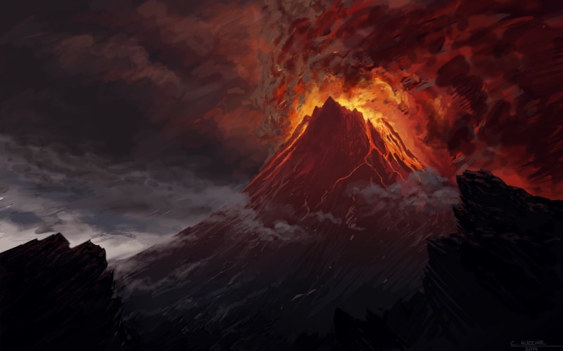 geology, power in nature, low angle view, no people, black, 1080P, beauty in nature, sky, artwork, nature, The Lord of the Rings, cloud - sky, formation