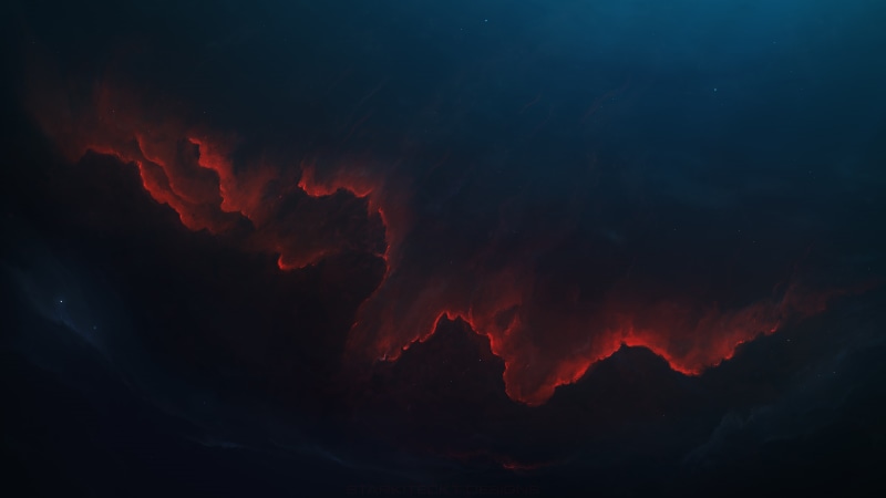 volcano, lava, erupting, clouds, beauty in nature, night, burning, outdoors, space, power, sky, mountain, no people, glowing, Starkiteckt, landscape, exploding
