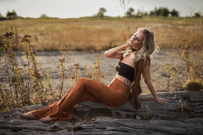 portrait, young adult, barefoot, hairstyle, model, leisure activity, real people, closed eyes, sitting, long hair, 1080P, one person, outdoors, Heidi Gwaii