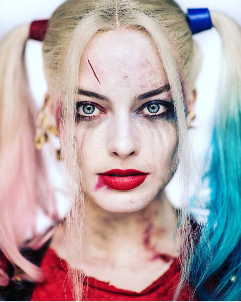 720P, red lipstick, women, blonde, makeup, Harley Quinn, Margot Robbie