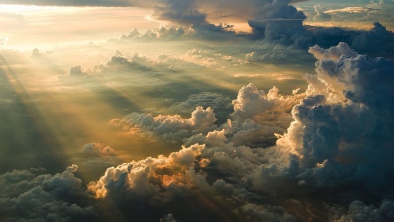 nature, meteorology, outdoors, aerial view, sunlight, fog, heaven, dawn, above, fluffy, sunrise - Dawn, majestic, tranquility, 1080P, scenics - nature