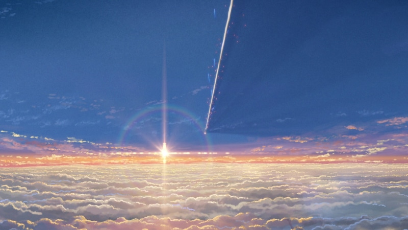 nature, beauty in nature, day, Kimi no Na Wa, vapor trail, 1080P, Your Name, flying, airplane, sky, cloudscape, blue, no people, idyllic, cloud - sky
