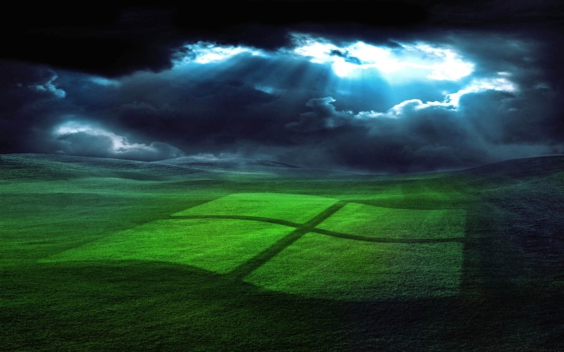 grass, sky, dramatic sky, dark, power in nature, landscape, inflatable, 720P, ominous, environment, green, tranquility, Windows XP, tranquil scene, scenics - nature