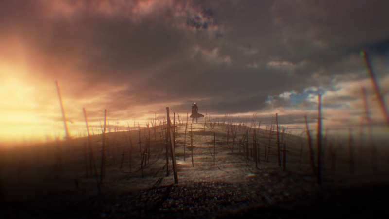 Fate/Stay Night, fence, sun, barbed Wire, 1080P, dark, grass, tranquility, sunrise - Dawn, silhouette, architecture, sunlight, sword, black, barrier, lot