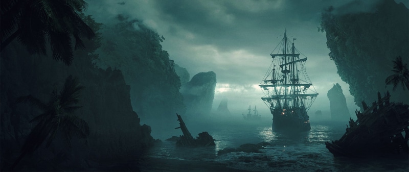morning, 2K, ship, scenics - nature, transportation, cloud - sky, game, sea, landscape, sailing ship, land, fog, smog, environment, tree, nature, dark