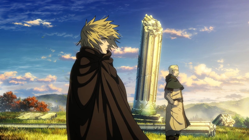 morning, Thorfinn, Makoto Yukimura, England, anime, trees, Wit Studio, hills, clouds, Askeladd, roman empire, ruins, Vinland Saga, manga, yellow hair, 1080P