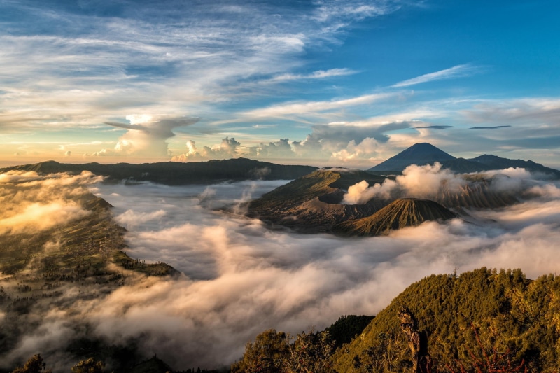 nature, landscape, the volcano Bromo, clouds, Bromo-Tengger-Semeru National Park, 1080P, Caldera Tengger, Indonesia, Java