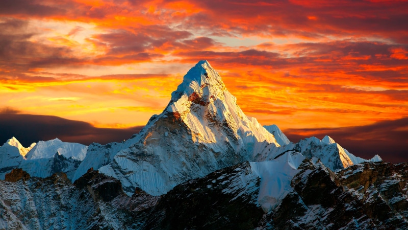 himalayas, snowcapped mountain, sagarmatha national park, winter, no people, environment, ridge, mountain range, idyllic, 4K, tranquil scene, summit, snow