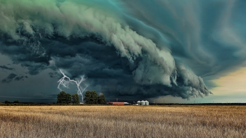 wind, tornado, plant, storm cloud, aggression, torrential rain, rain, field, 720P, extreme weather, natural disaster, sky, beauty in nature, landscape