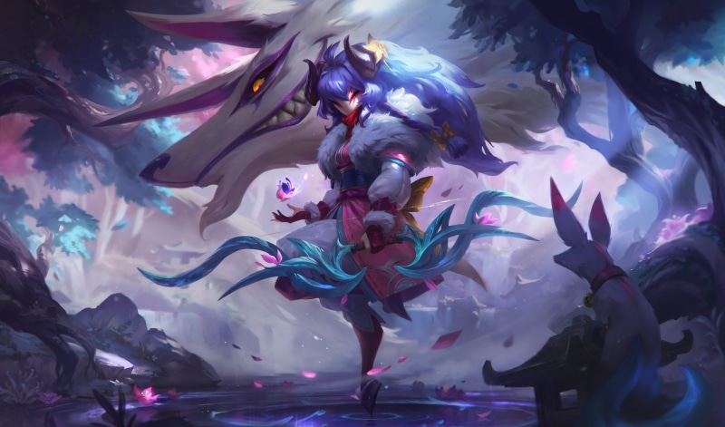 League of Legends, spirit blossom, Kindred (League of Legends), 4K, Riot Games, Kindred