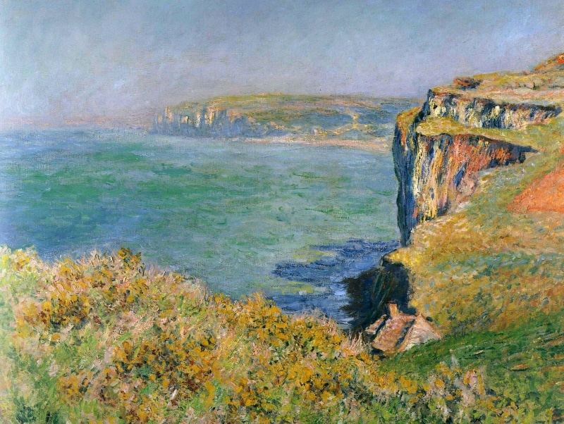 Rock in Granule, picture, 1080P, landscape, Claude Monet, painting, water, near, cliff