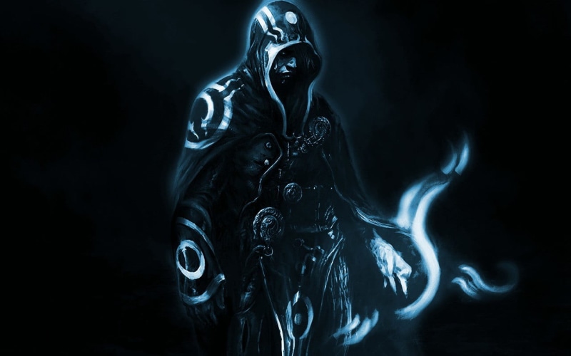 indoors, fantasy art, silver colored, motion, close-up, studio shot, dark, flowing, man, shiny, holding, art and craft, black color, spooky