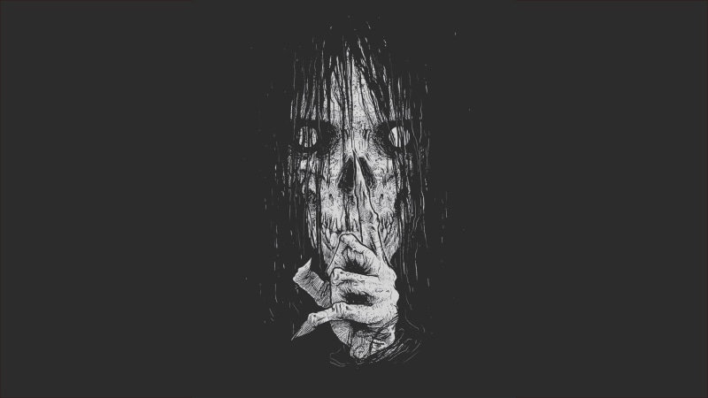 looking at camera, black background, close-up, skeleton, indoors, wood - material, copy space, domestic room, built structure, representation