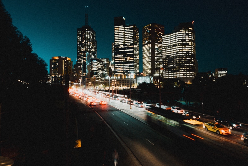 building Exterior, night lights, city, street, dawn, office Building, time, cityscape, no People, travel Destinations, new York City, skyscaper, cars, grunge