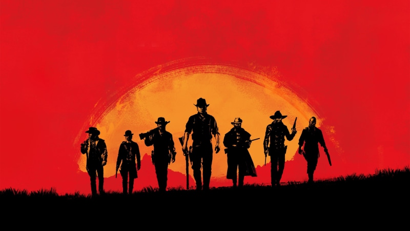 video games, Rockstar Games, leisure activity, women, western, simple, sunset, togetherness, multi colored, fun, medium group of people, group, motion
