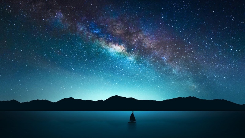 starry, mountains, landscape, stars, night, starry night, milky way, 1080P, night sky, sky