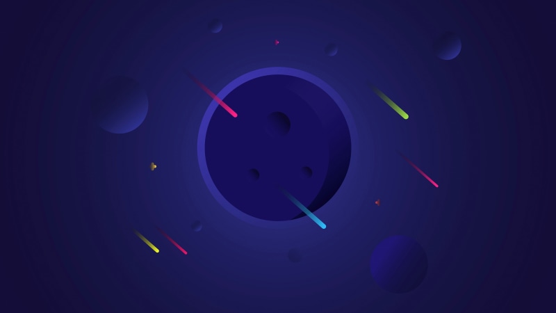 falling stars, graphics, space, circle, shooting stars, sphere, minimal art, asteroid, blue, planet, meteors, 4K, sky, meteor, minimalist, darkness