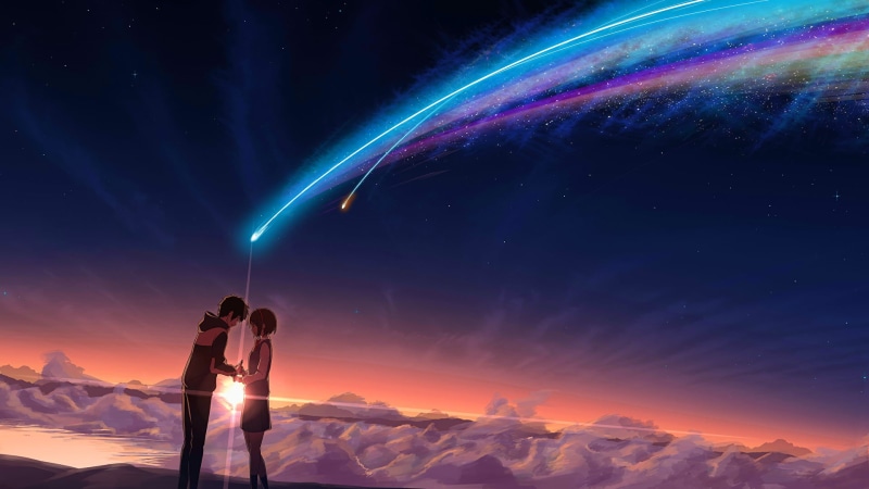 females, outdoors, vector, scenics - nature, scenics, landscape, sunset, anime girls, standing, star - Space, night, exploration, character, couple - relationship