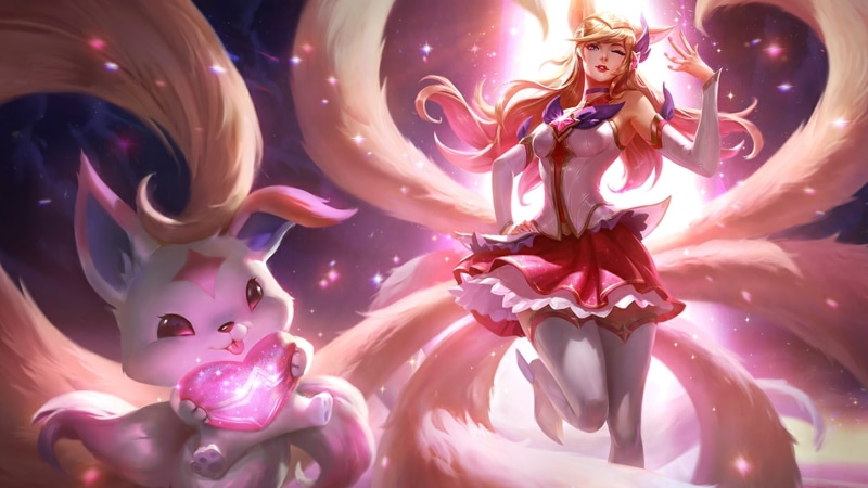 League of Legends  fox girl  Summoners Rift  Ahri (League of Legends)  heart  stars  Ahri  Star Guardian  shooting stars  anime, 1080P