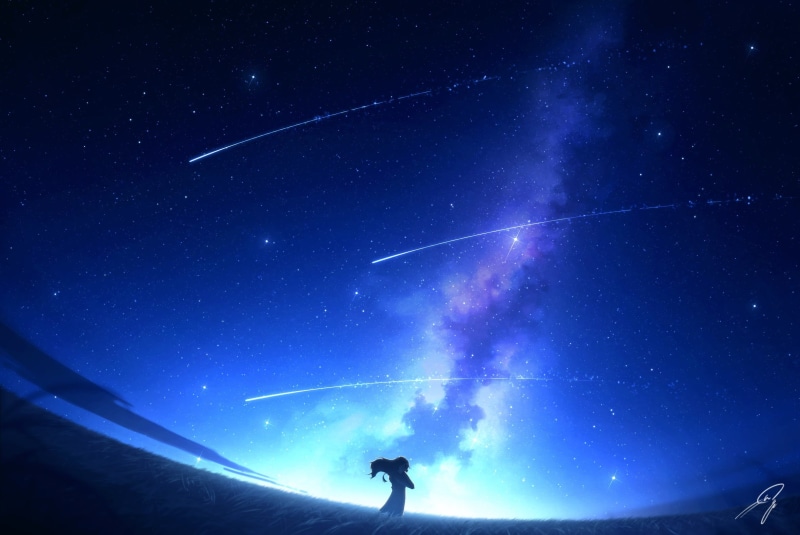 Wallpaper ID: 507004 / Girl, Anime, Starry Sky, Original, Shooting Star ...
