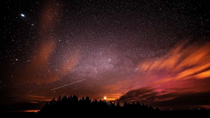 astronomy, night, space, nature, meteor, darkness, silhouette, star, nigth, atmosphere, stars, universe, night sky, 4K, starry sky, galaxy, shooting star