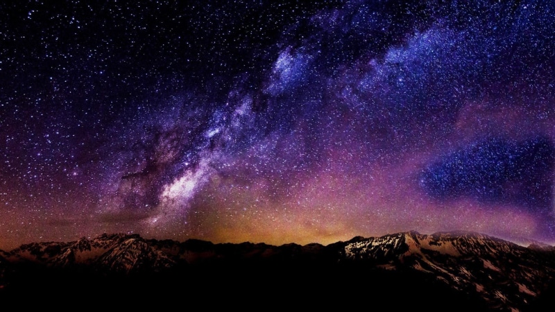tranquil scene, landscape, mountain, beauty in nature, nature, idyllic, space, star field, night, star, 1080P, no people, sky, astronomy, environment