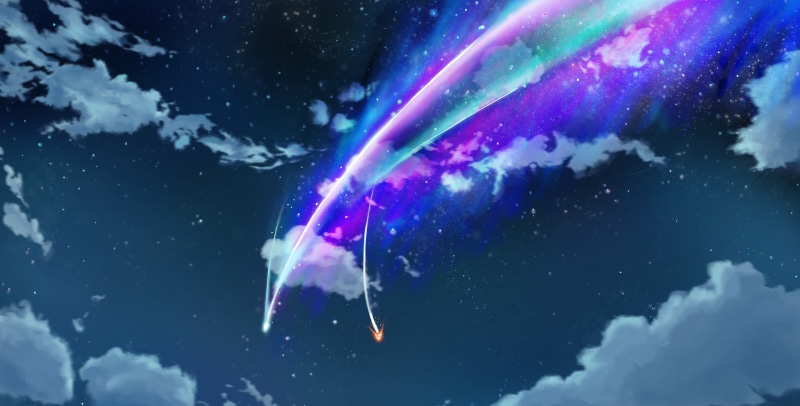 multi colored, digital composite, galaxy, planet earth, cloud - Sky, name, still, 5K, stratosphere, clouds, sky, space, glowing, beauty in nature, Kimi no Na Wa