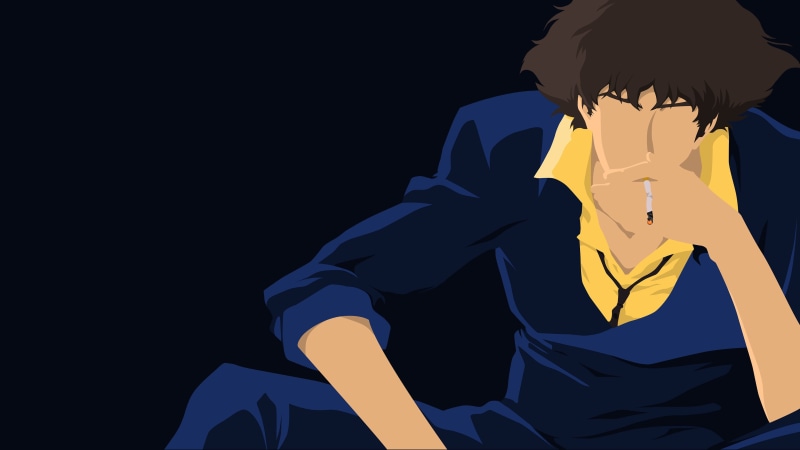young adult, illustration, black background, waist up, anime boys, nature, clothing, yellow, indoors, man, cigarette, real people, studio shot, 4K, anime vectors