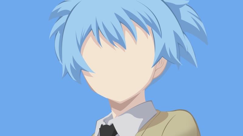 portrait, human body part, Assassination Classroom, headshot, mid-air, blue, anime boys, minimalism, clear sky, unrecognizable person, nature, Shiota Nagisa
