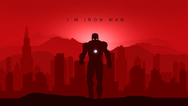 red, fantasy, art, rear view, success, digital composite, iron man, technology, communication, determination, males, superheroes, text, minimal, full length