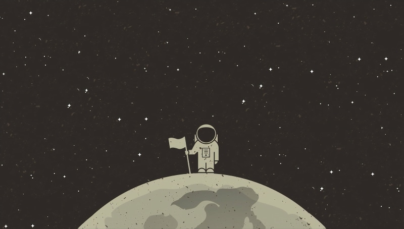 stars, digital, flag, minimalism, astronaut, space art, artwork, vector art, 4K, Moon, digital art, vector graphics, simple background, space