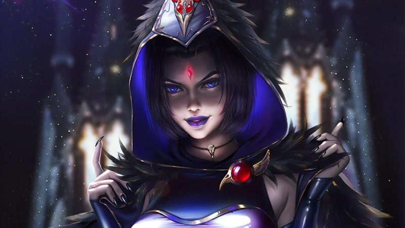 raven, fan art, DC Comics, DC Universe, illustration, artwork, women, fictional, purple, fantasy girl, drawing, Teen Titans, painting, 1080P, digital