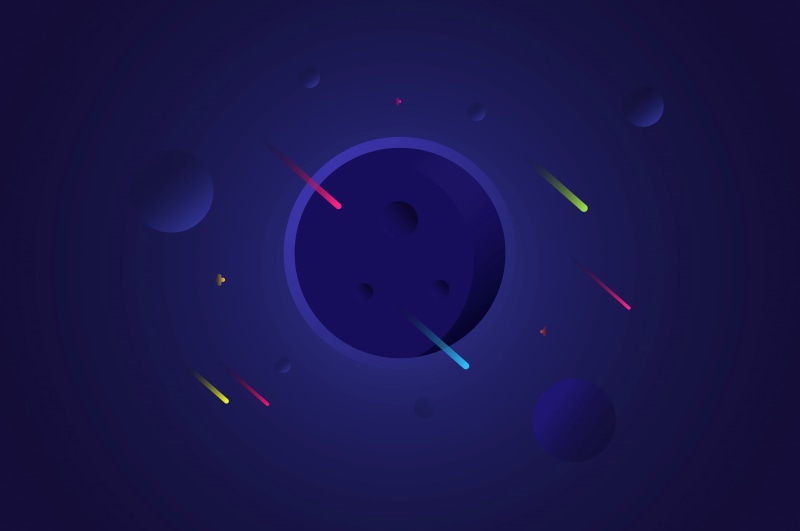 studio shot, blue, night, illuminated, abstract, space art, space, geometric shape, shape, 4K, indoors, no people, meteors, water, circle, close-up, black background