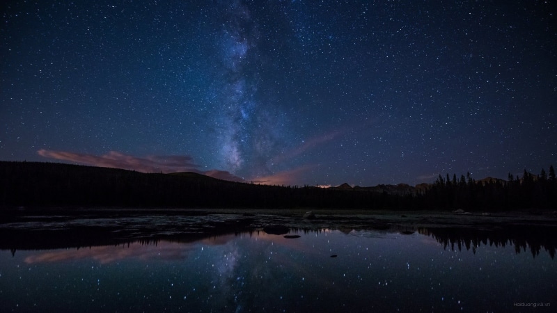 digital art, no people, sky, galaxy, space and astronomy, lake, non-urban scene, Milky Way, space, space art, tranquility, stars, black, astronomy, 1080P